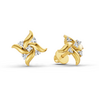 0.1 Ct Floral Stud Earrings | 14K Yellow Gold  FG VS Quality Diamonds