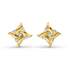 0.1 Ct Floral Stud Earrings | 14K Yellow Gold  FG VS Quality Diamonds