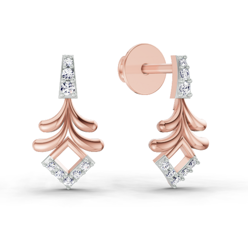0.10 CtRound Shape Earrings | 14K Yellow Gold  FG VS Quality Diamonds