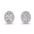 2.25 Ct Oval Shape Halo Diamond Earrings | 14K Rose Gold