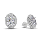 2.25 Ct Oval Shape Halo Diamond Earrings | 14K Rose Gold