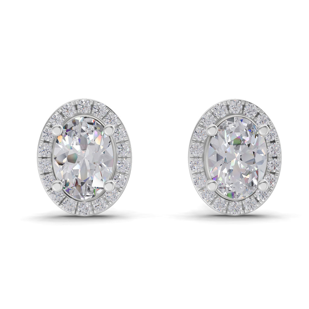 2.25 Ct Oval Shape Halo Diamond Earrings | 14K Rose Gold