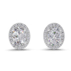 2.25 Ct Oval Shape Halo Diamond Earrings | 14K Rose Gold