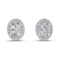 2.25 Ct Oval Shape Halo Diamond Earrings | 14K White Gold