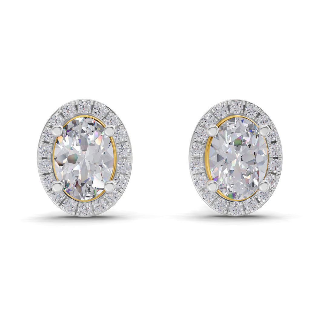 2.25 Ct Oval Shape Halo Diamond Earrings | 14K Rose Gold