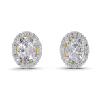 2.25 Ct Oval Shape Halo Diamond Earrings | 14K Rose Gold