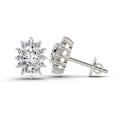 0.69 Ct Oval Halo Stud Earrings | 14K White Gold