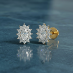 0.69 Ct Oval Halo Stud Earrings | 14K Rose Gold