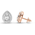 2.22 Ct Pear Halo Stud Earrings |14K Rose Gold