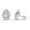 2.22 Ct Pear Halo Stud Earrings |  14K White Gold