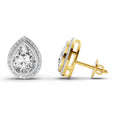 2.22 Ct Pear Halo Stud Earrings |14K Yellow Gold