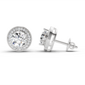 1.39 Ct Round Halo Stud Earrings | 14K White Gold  FG VS Quality Diamonds