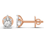 0.46 Ct  Pear Shape Solitaire Diamond Stud Earrings | 14K Rose Gold