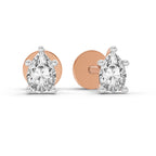 0.46 Ct  Pear Shape Solitaire Diamond Stud Earrings | 14K Yellow Gold