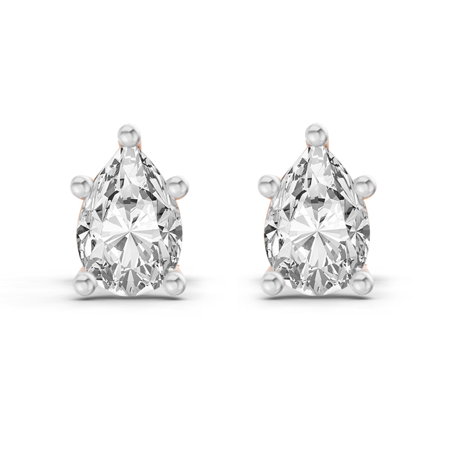 0.46 Ct  Pear Shape Solitaire Diamond Stud Earrings | 14K Yellow Gold