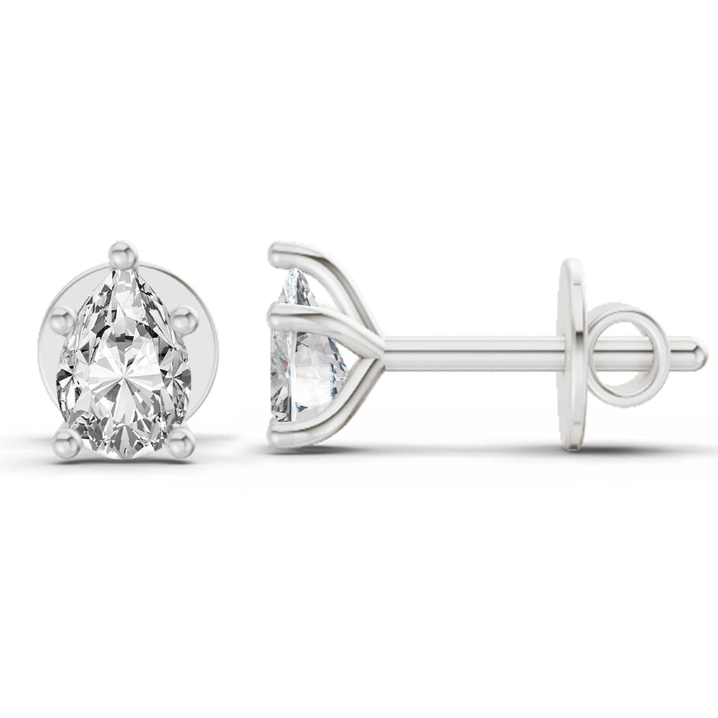0.46 Ct  Pear Shape Solitaire Diamond Stud Earrings | 14K Rose Gold
