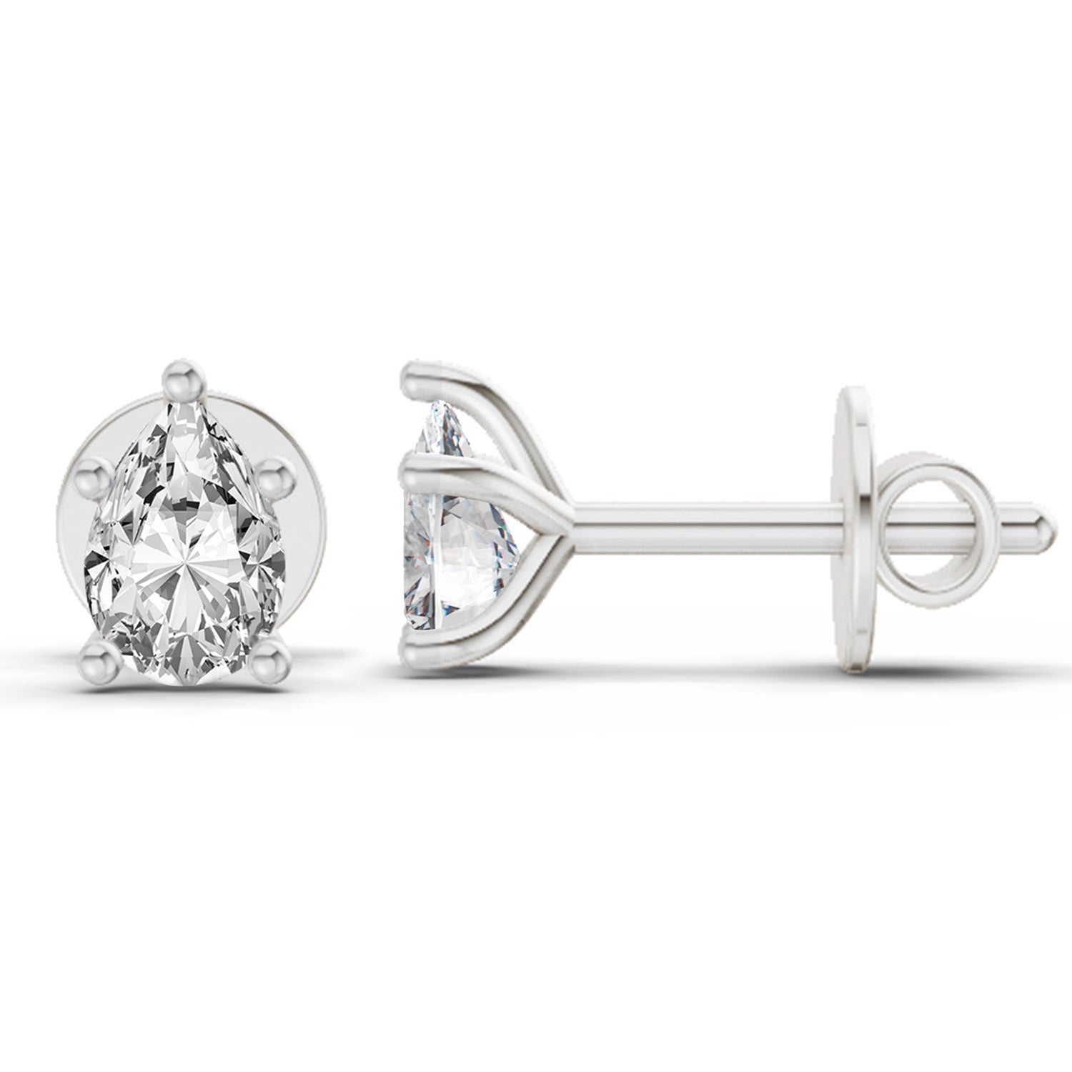 0.46 Ct  Pear Shape Solitaire Diamond Stud Earrings | 14K Yellow Gold