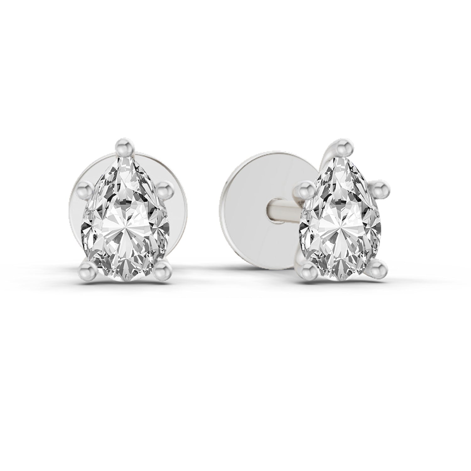 0.46 Ct  Pear Shape Solitaire Diamond Stud Earrings | 14K Yellow Gold