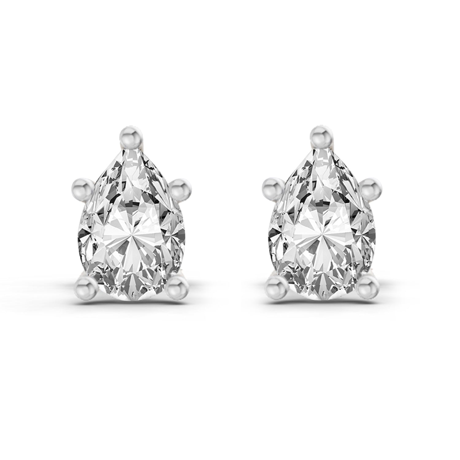 0.46 Ct  Pear Shape Solitaire Diamond Stud Earrings | 14K Rose Gold