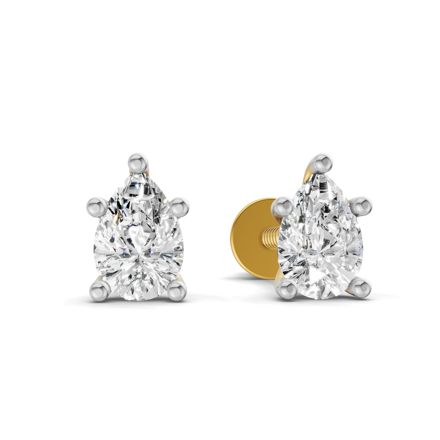 0.46 Ct  Pear Shape Solitaire Diamond Stud Earrings | 14K Rose Gold