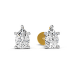 0.46 Ct  Pear Shape Solitaire Diamond Stud Earrings | 14K Yellow Gold