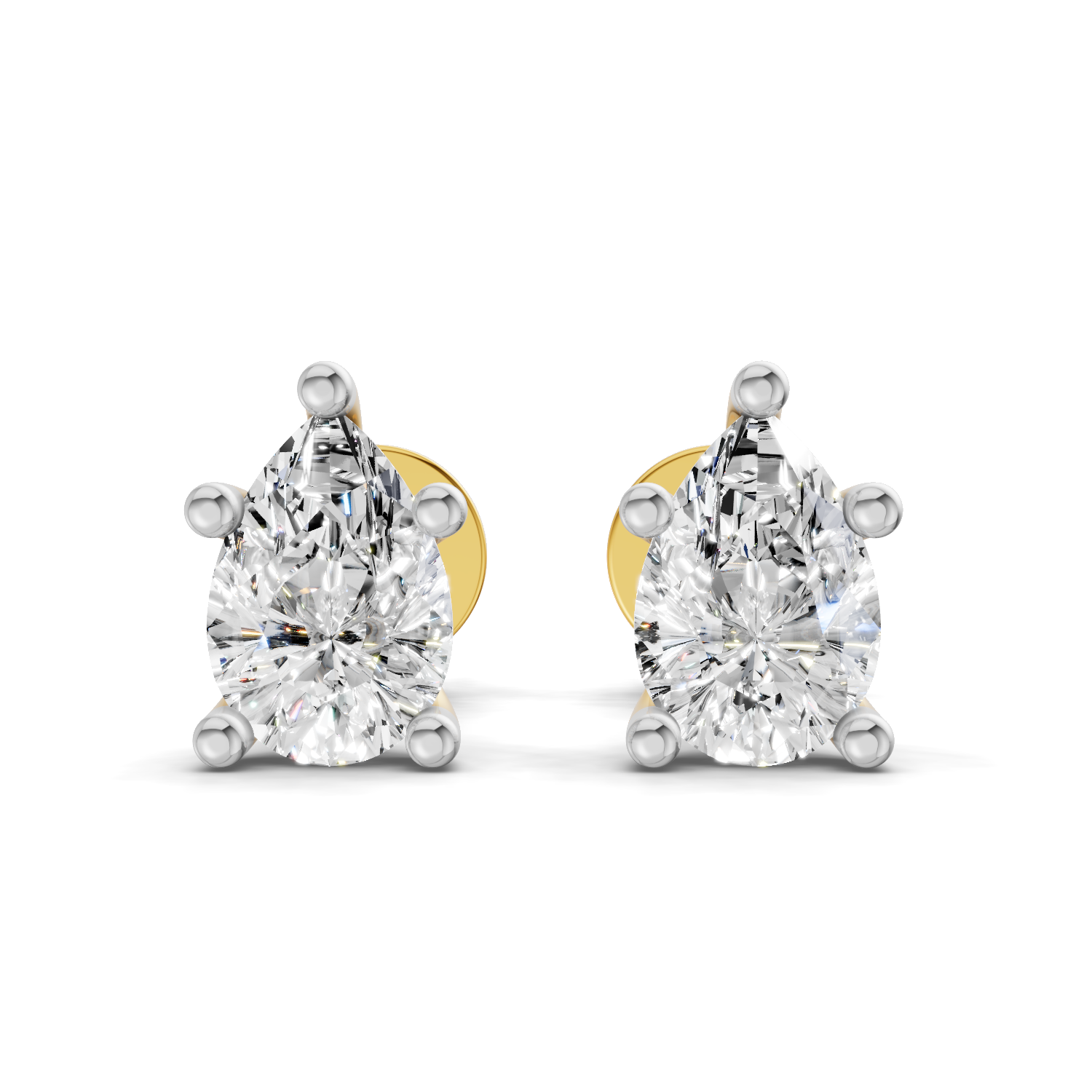 0.46 Ct  Pear Shape Solitaire Diamond Stud Earrings | 14K Rose Gold