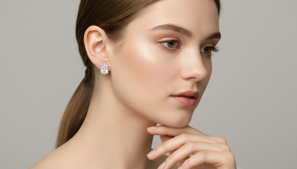2.64 Ct Pear Shape Solitaire Diamond Stud Earrings | 14K Rose Gold