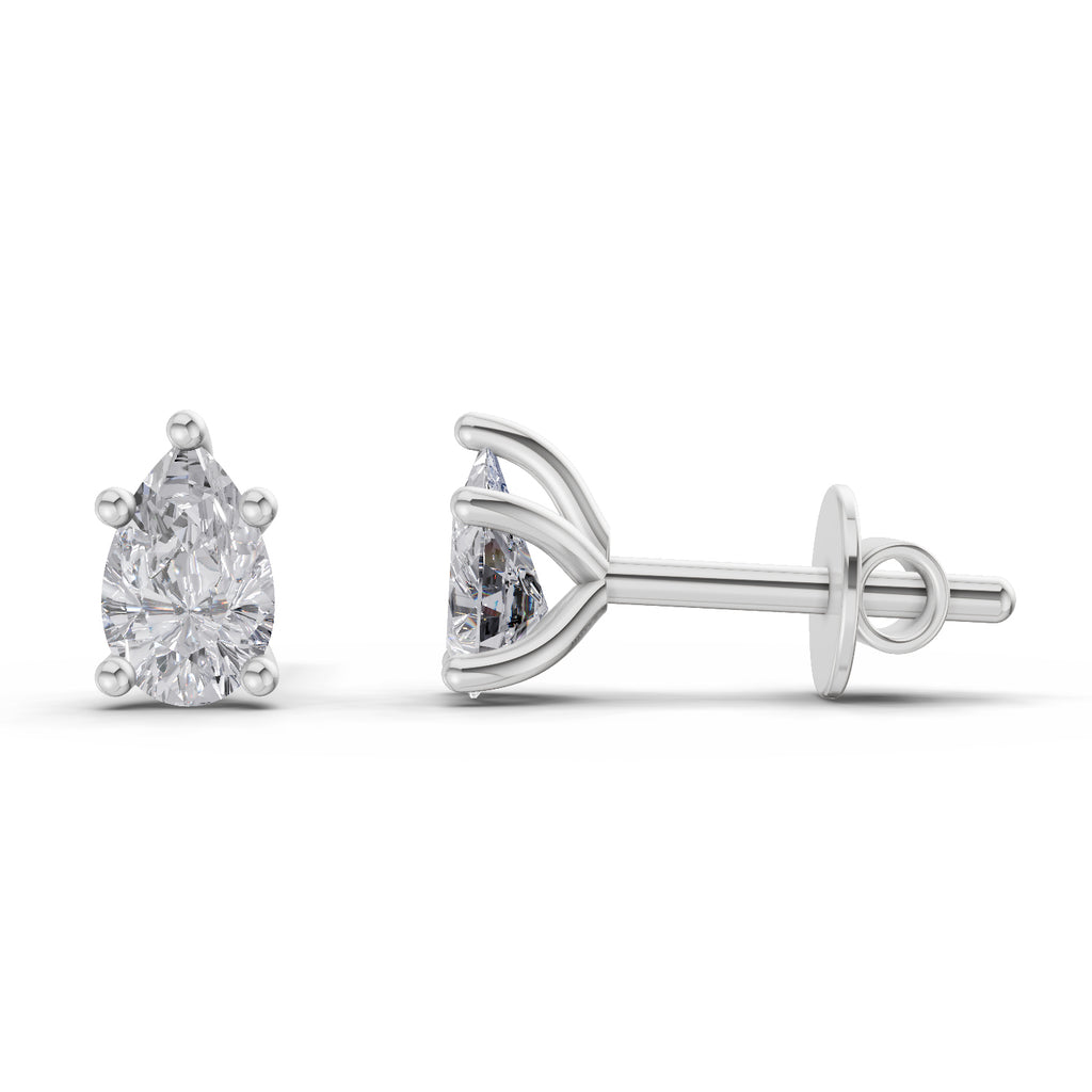 2.64 Ct Pear Shape Solitaire Diamond Stud Earrings | 14K Rose Gold