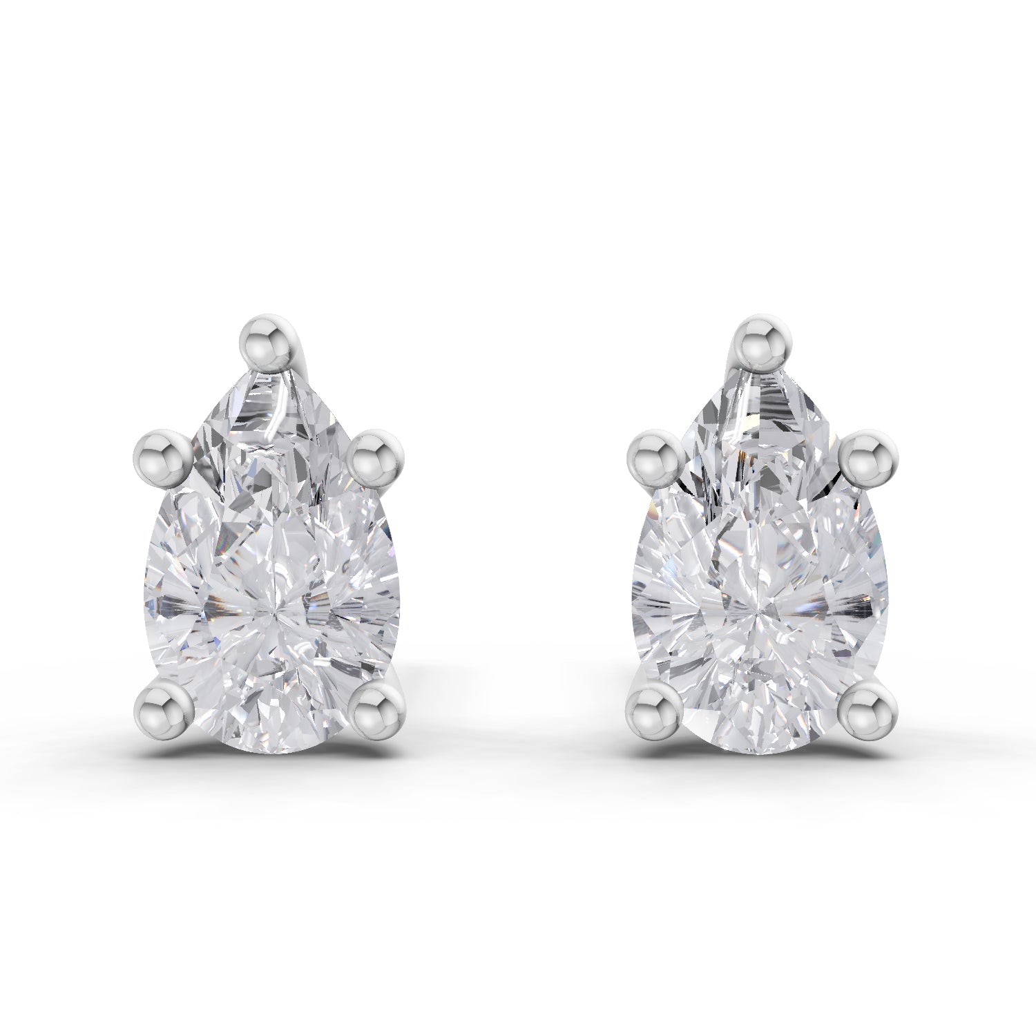 2.64 Ct Pear Shape Solitaire Diamond Stud Earrings | 14K Rose Gold