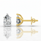 2.64 Ct Pear Shape Solitaire Diamond Stud Earrings | 14K Rose Gold