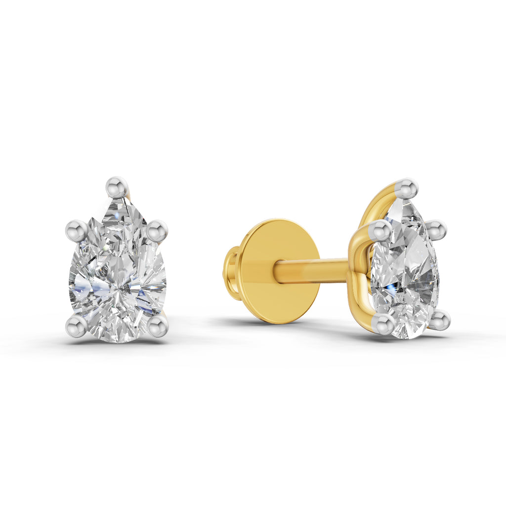 2.64 Ct Pear Shape Solitaire Diamond Stud Earrings | 14K Rose Gold