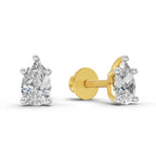 2.64 Ct Pear Shape Solitaire Diamond Stud Earrings | 14K Rose Gold