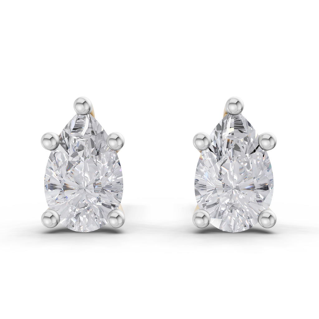 2.64 Ct Pear Shape Solitaire Diamond Stud Earrings | 14K Rose Gold