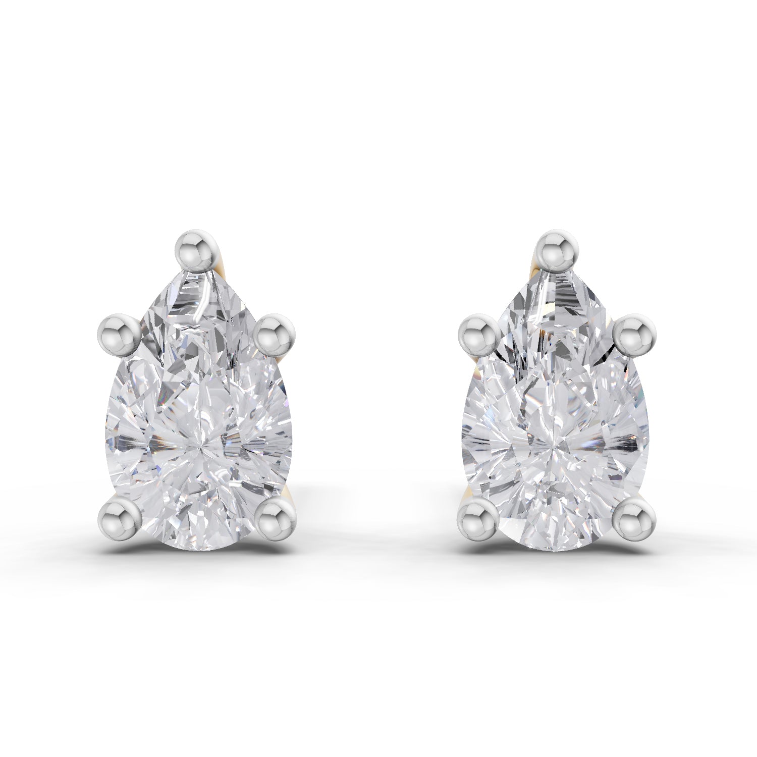 2.64 Ct Pear Shape Solitaire Diamond Stud Earrings | 14K Rose Gold