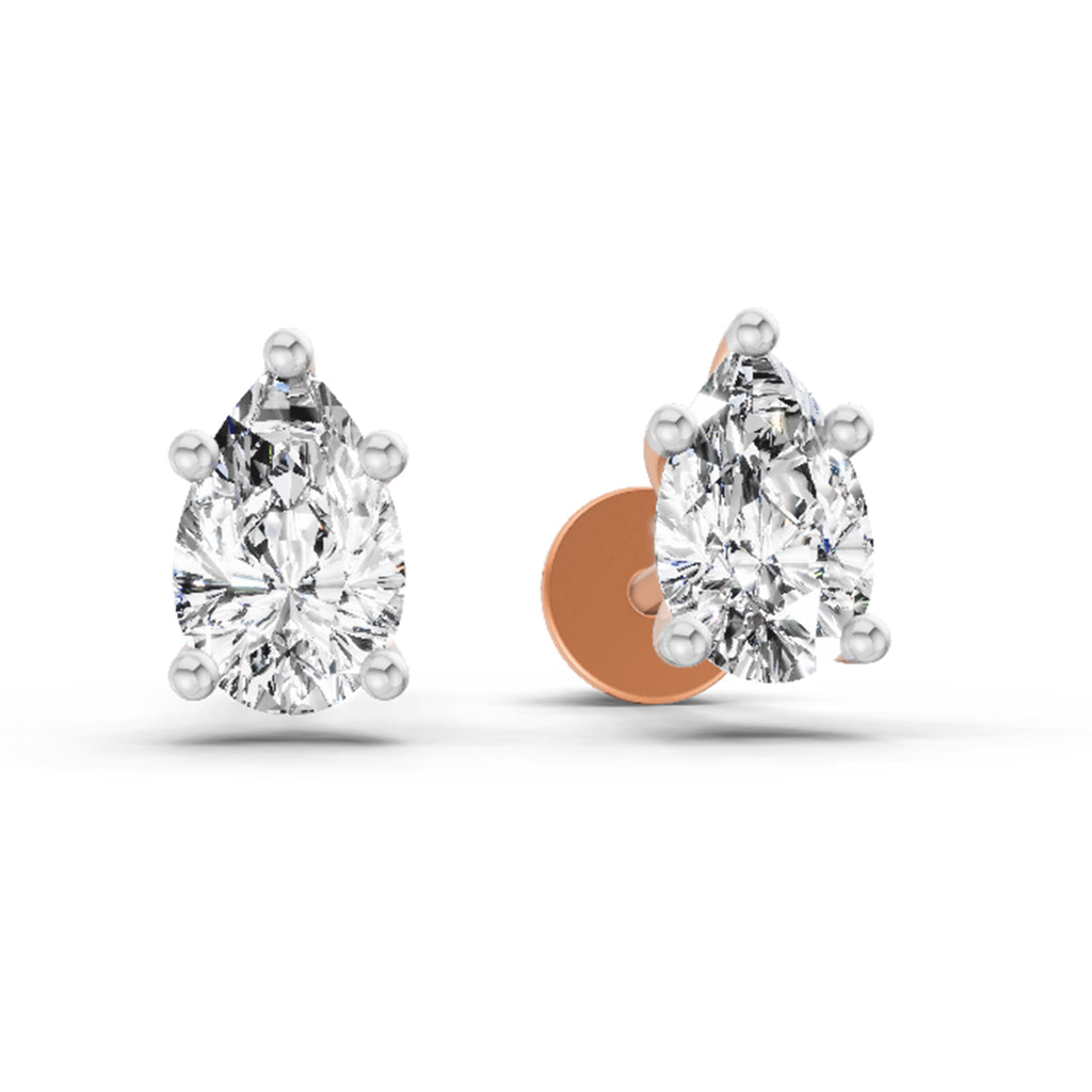 0.64 Ct Pear Stud Earrings | 14K Rose Gold