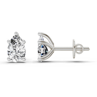0.64 Ct Pear Stud Earrings | 14K White Gold