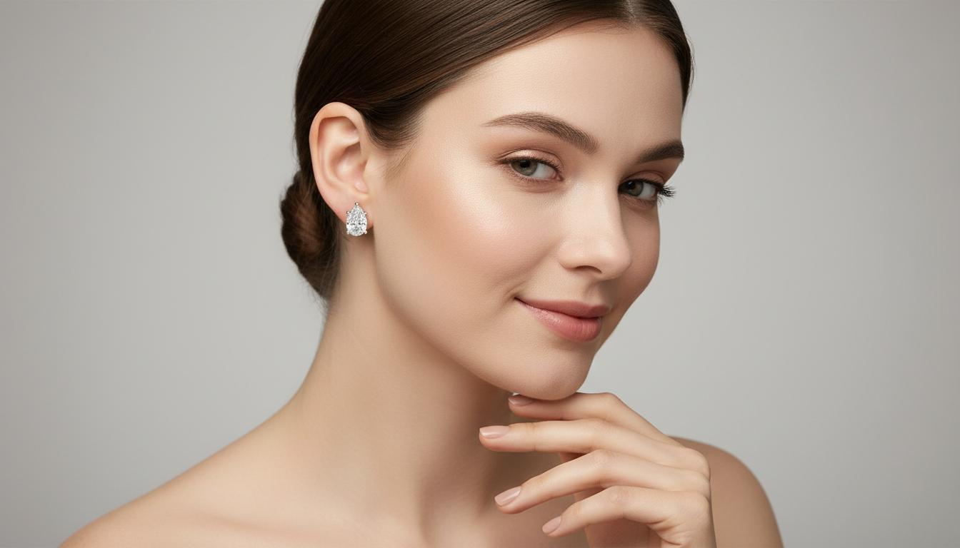 0.64 Ct Pear Stud Earrings | 14K Rose Gold