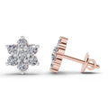 0.41 Ct  Round Shape Floral Diamond Stud Earrings | 14K Rose Gold