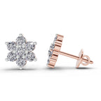 0.41 Ct  Round Shape Floral Diamond Stud Earrings | 14K Rose Gold