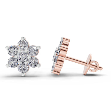 0.35 Ct  Round Shape Diamond Stud Earrings | 14K Rose Gold