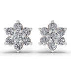 0.41 Ct  Round Shape Floral Diamond Stud Earrings | 14K Rose Gold
