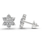 0.41 Ct  Round Shape Floral Diamond Stud Earrings | 14K Rose Gold