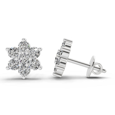 0.35 Ct  Round Shape Diamond Stud Earrings | 14K White Gold
