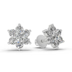 0.41 Ct  Round Shape Floral Diamond Stud Earrings | 14K Rose Gold