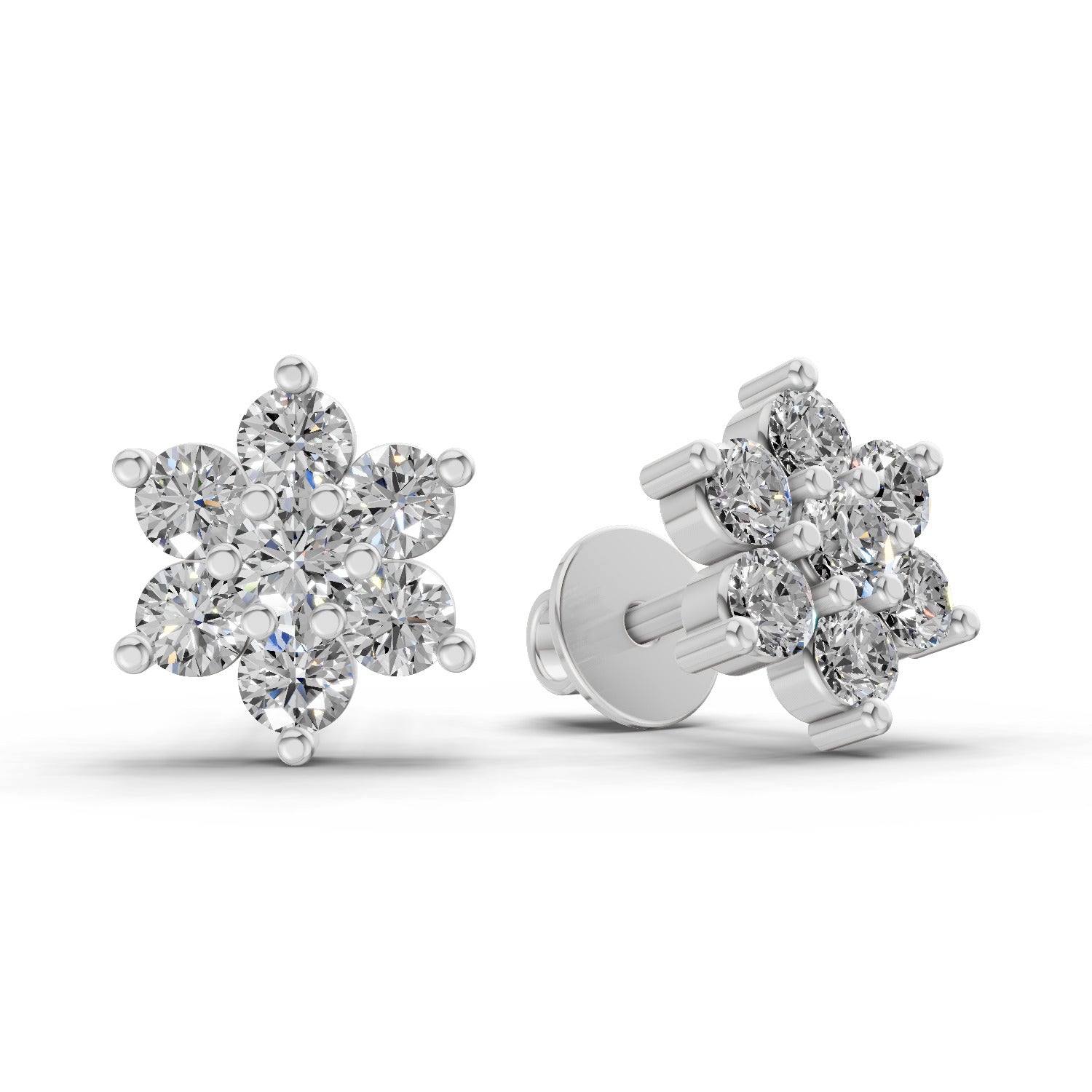 0.41 Ct  Round Shape Floral Diamond Stud Earrings | 14K Rose Gold
