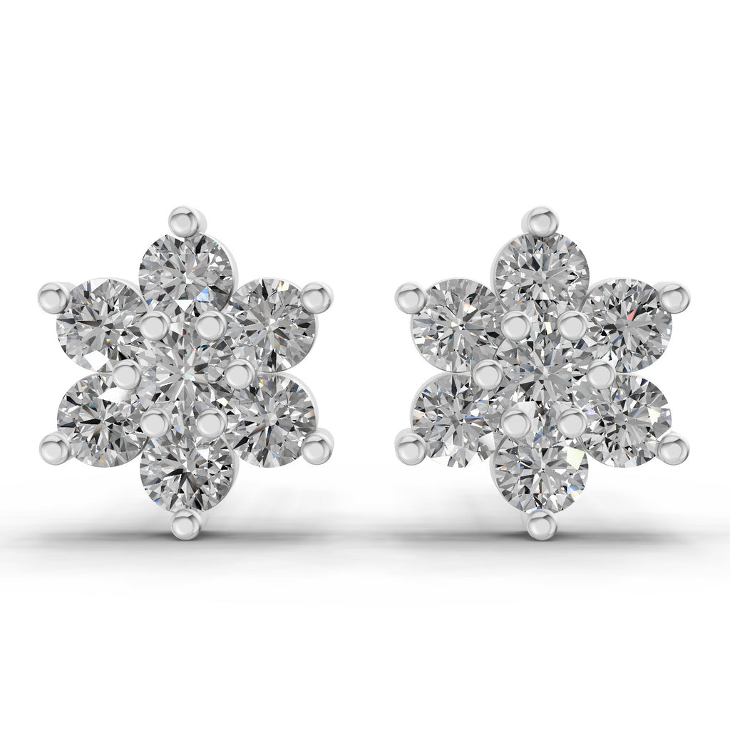 0.41 Ct  Round Shape Floral Diamond Stud Earrings | 14K Rose Gold