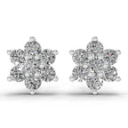 0.41 Ct  Round Shape Floral Diamond Stud Earrings | 14K Rose Gold