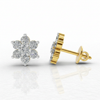 0.41 Ct  Round Shape Floral Diamond Stud Earrings | 14K Rose Gold