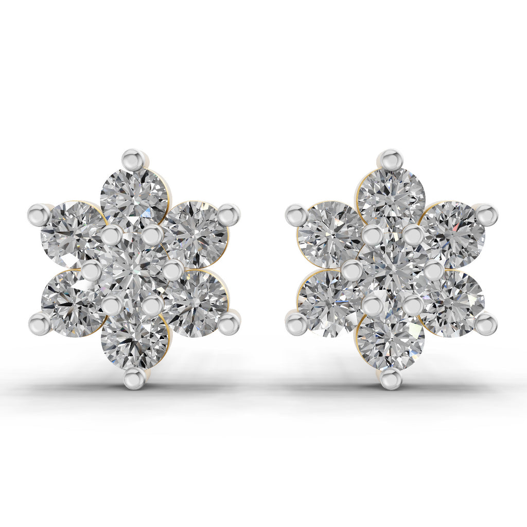 0.41 Ct  Round Shape Floral Diamond Stud Earrings | 14K Rose Gold