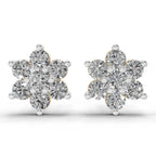 0.41 Ct  Round Shape Floral Diamond Stud Earrings | 14K Rose Gold